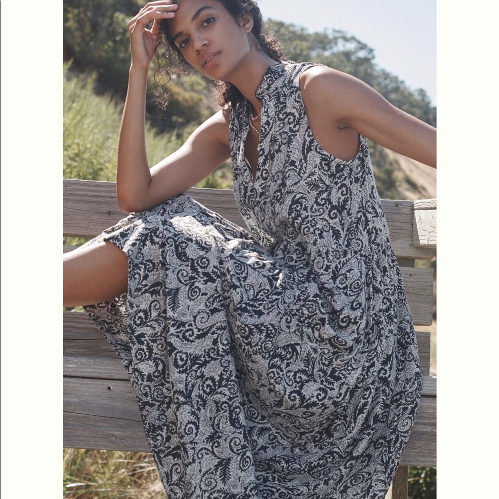 Anthropologie Maeve Marya Tiered Maxi Dress Black